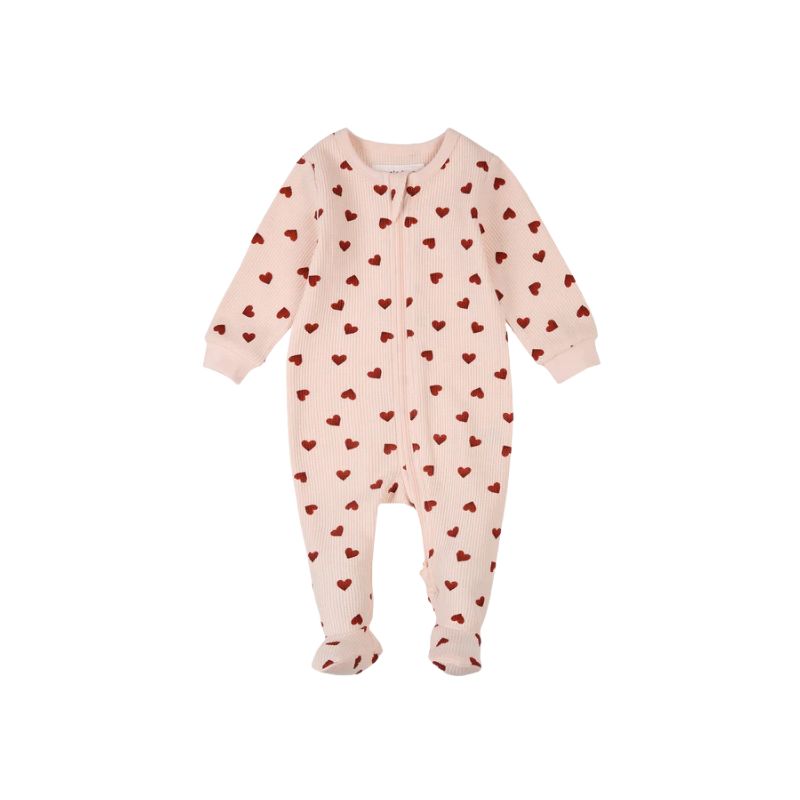 Petit Lem Sleeper AOP Hearts Light Pink