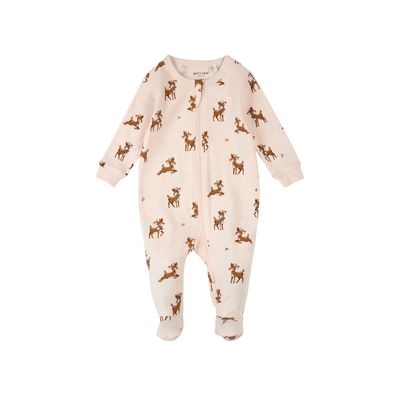 Petit Lem 2PC Sleeper/Hat AOP Reindeer Light Pink