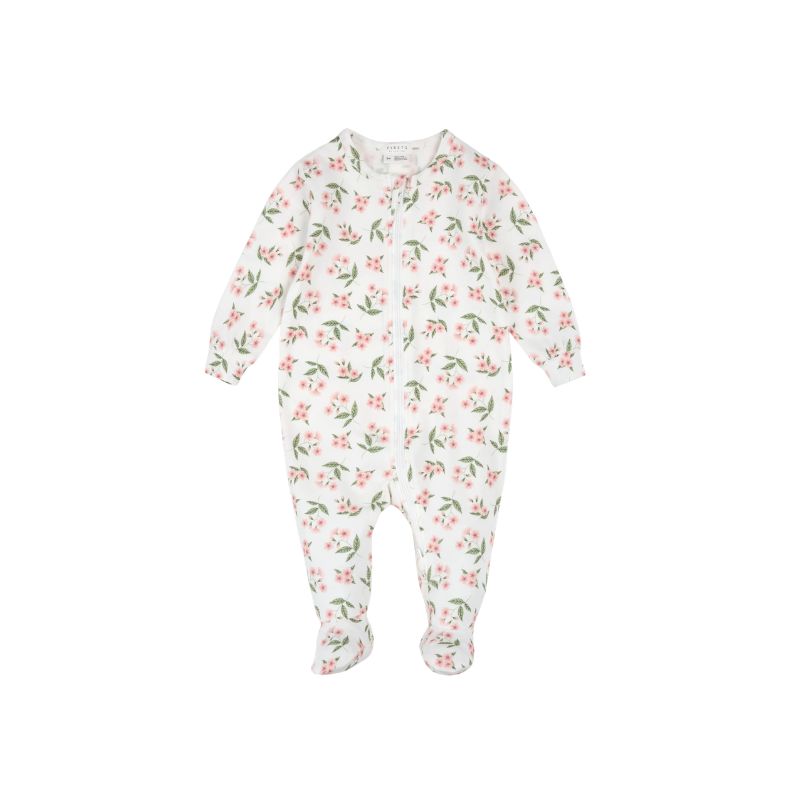 Petit Lem Footed Sleeper Knit AOP Floral Off White