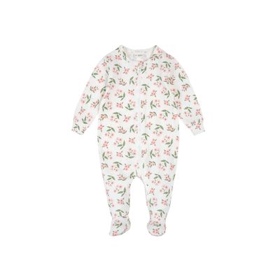 Petit Lem Footed Sleeper Knit AOP Floral Off White