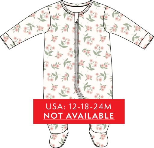Petit Lem Footed Sleeper Knit AOP Floral Off White, Size: NB