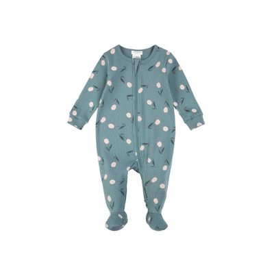 Petit Lem Footed Sleeper Knit AOP Teal