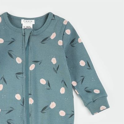 Petit Lem Footed Sleeper Knit AOP Teal