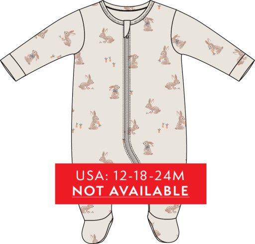 Petit Lem Footed Sleeper Knit AOP Bunnies Beige, Size: NB
