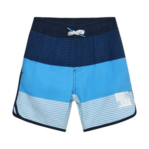 Color Kids Swim Shorts Long Stripes, Color: Azure Blue, Size: 2y