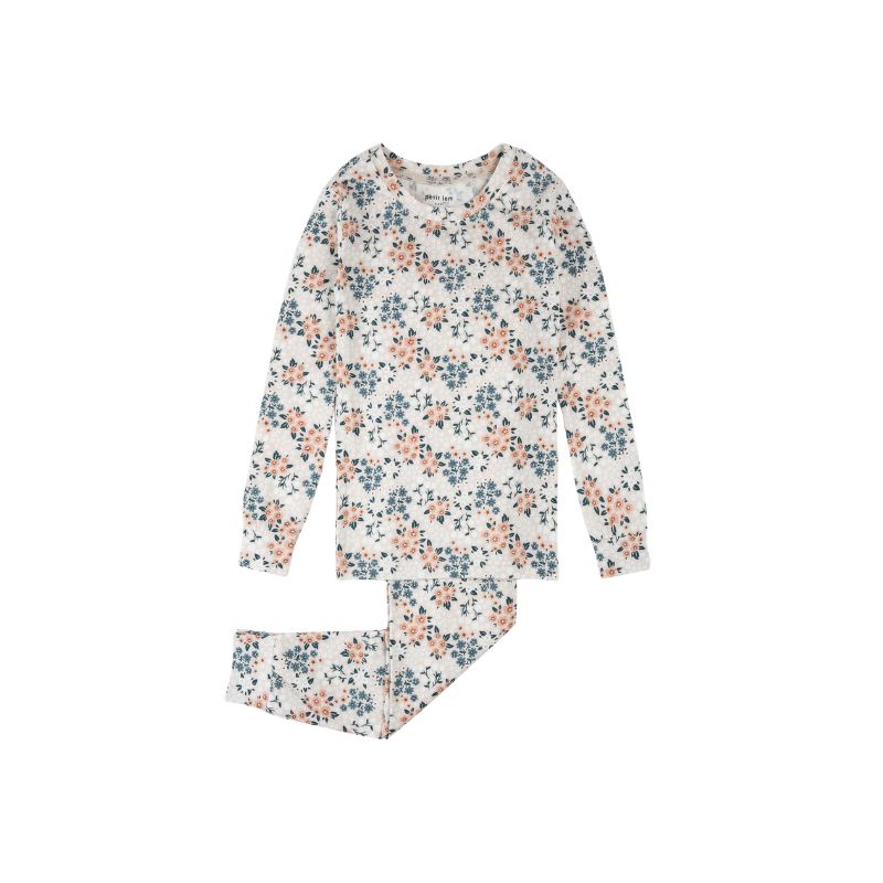 Petit Lem 2PC L/S Pajamas AOP Floral Beige