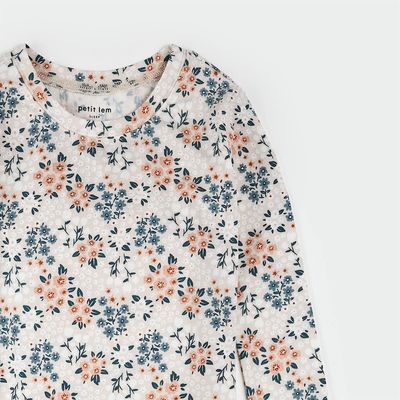 Petit Lem 2PC L/S Pajamas AOP Floral Beige