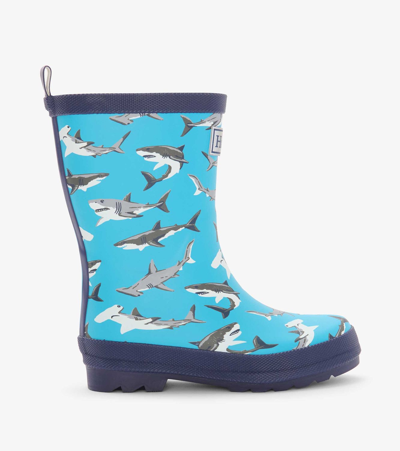Hatley Matte Rain Boot Shark Party Horizon Blue