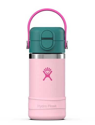 Hydro Flask Kids Wide Mouth Straw Cap And Boot, Color: Blossom Pink, Size: 12oz