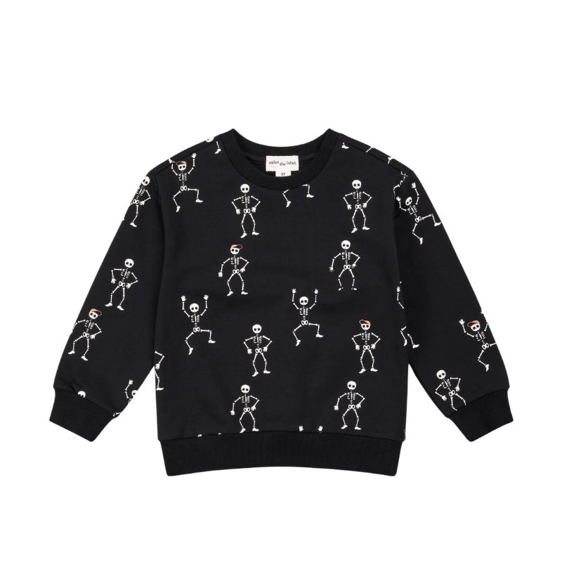 Miles Label L/S Knit Sweatshirt Glow In The Dark Skeletons Black