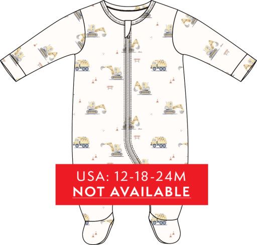 Petit Lem Footed Sleeper Knit AOP Construction Off White, Size: NB
