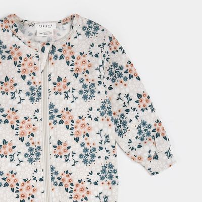 Petit Lem Footed Sleeper Knit AOP Floral Beige