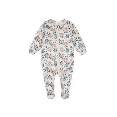 Petit Lem Footed Sleeper Knit AOP Floral Beige