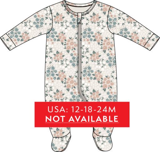 Petit Lem Footed Sleeper Knit AOP Floral Beige, Size: NB