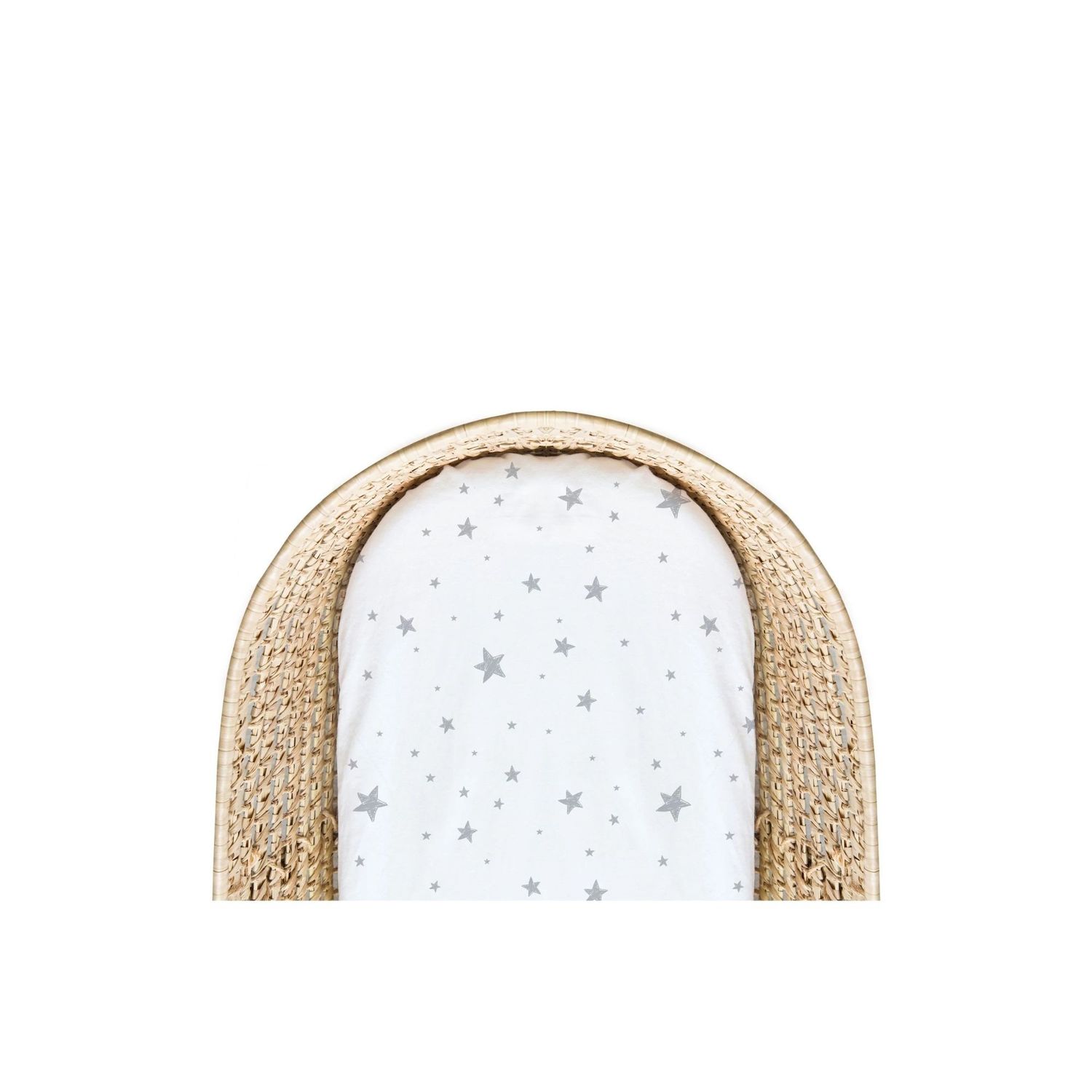 Kushies Bassinet Fitted Sheet Grey Scribble Stars