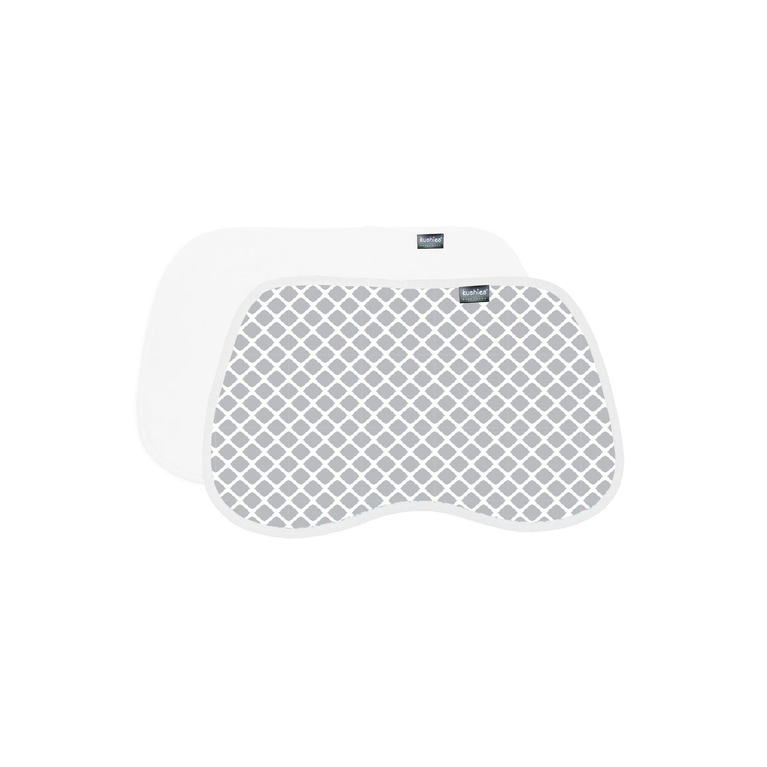 Kushies Burp Pads 2pk Grey Lattice/White