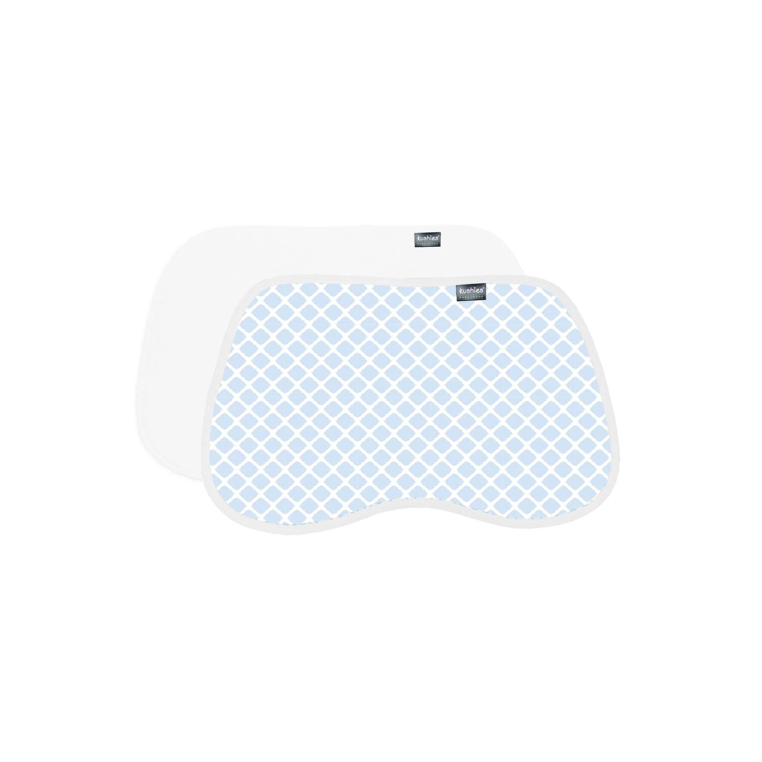 Kushies Burp Pads 2pk Blue Lattice/White