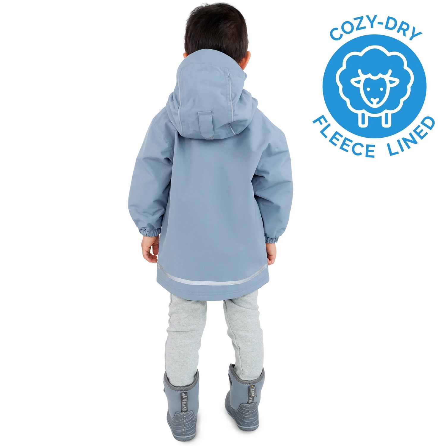 Jan &amp; Jul Fleece Lined Rain Jacket Dusty Blue