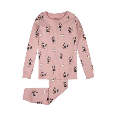 Petit Lem  2PC LS Pajamas Glow In The Dark Witches Pink