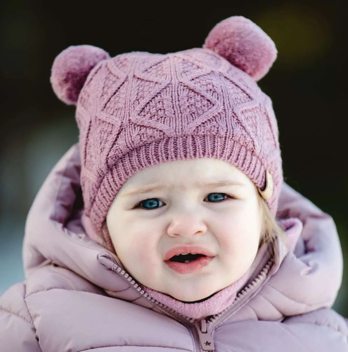 Calikids W2501 Soft Touch Knit Pom Hat Nostalgic Rose