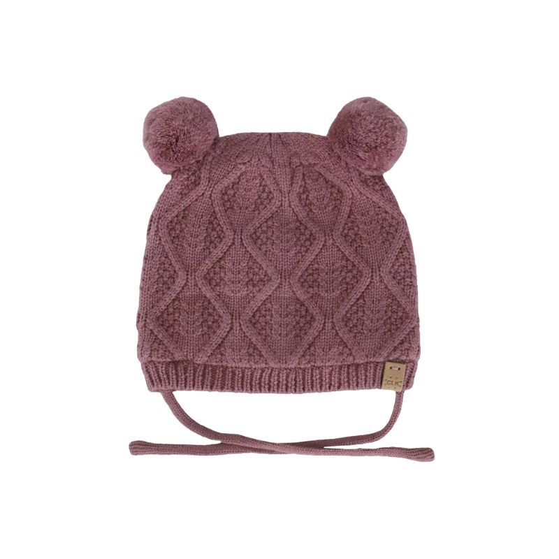 Calikids W2501 Soft Touch Knit Pom Hat Nostalgic Rose