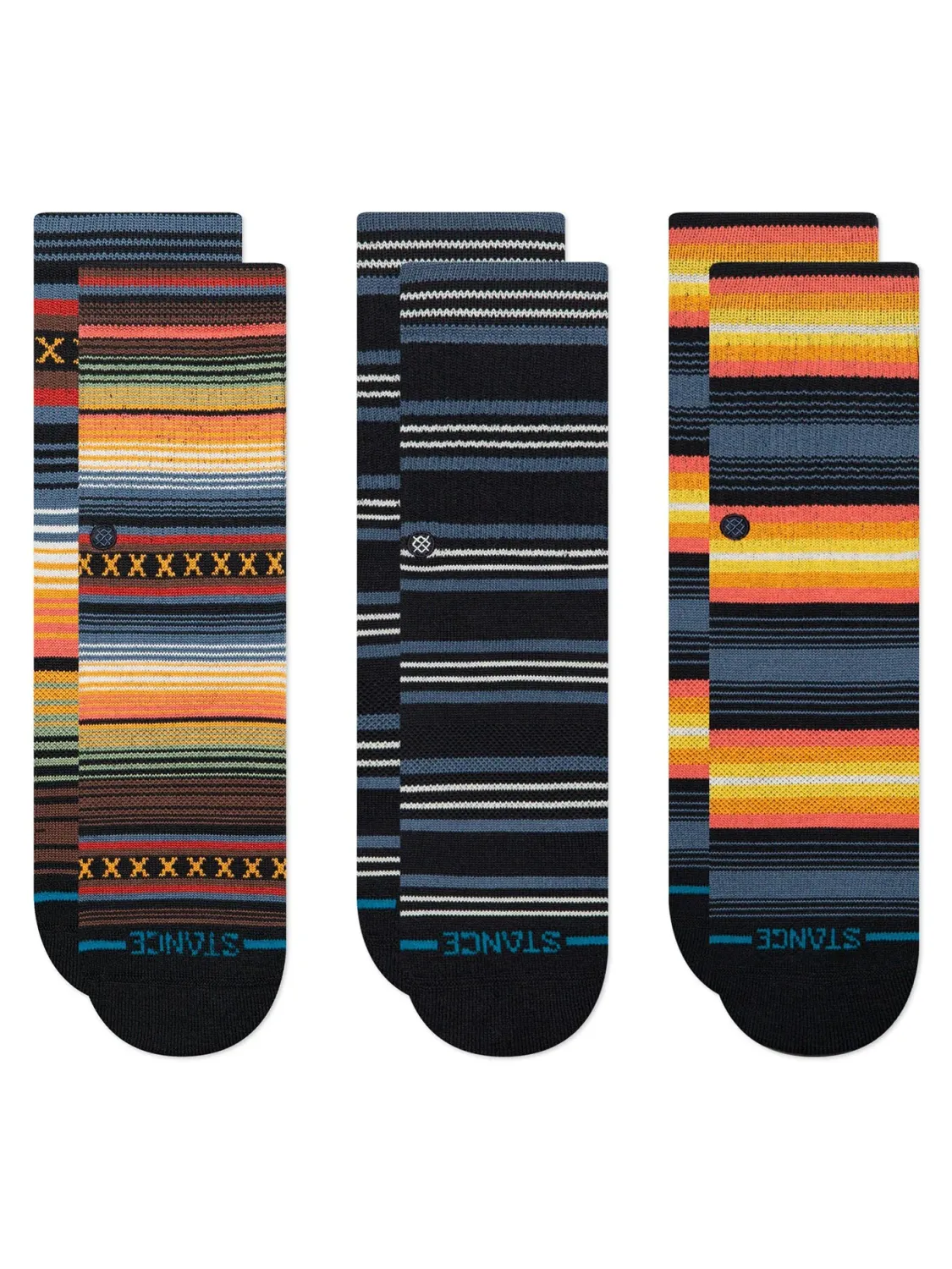 Stance Serape Crew Socks 3pk, Color: Black, Size: M/11-2