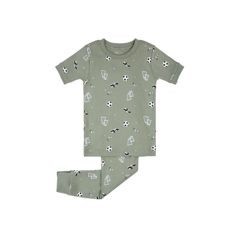 Petit Lem 2PC T-shirt Pajamas AOP Soccer Dark Green