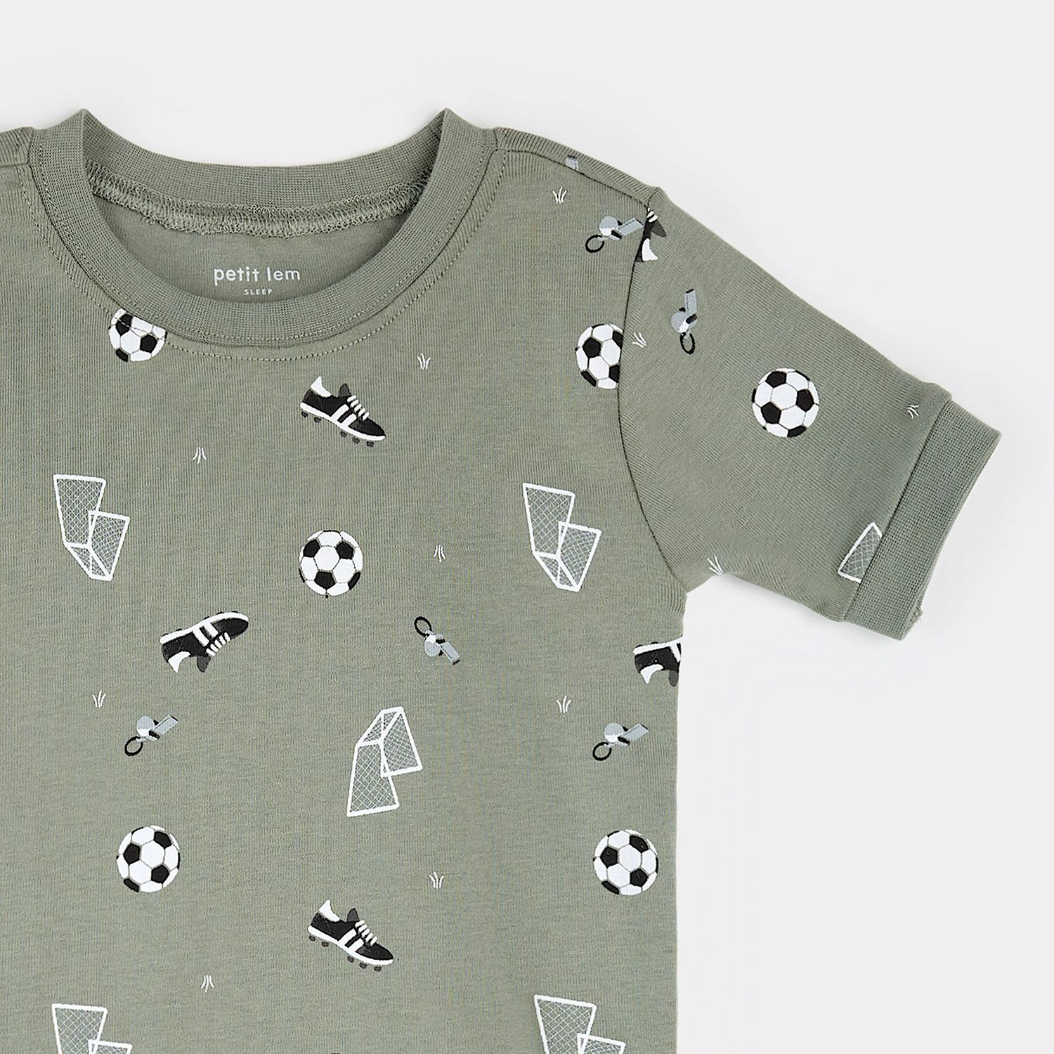 Petit Lem 2PC T-shirt Pajamas AOP Soccer Dark Green