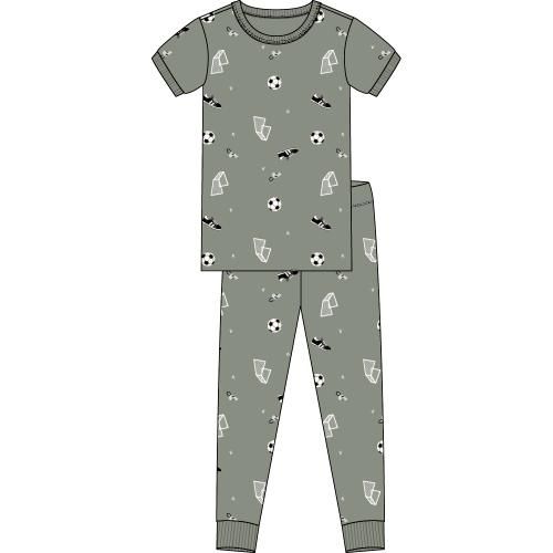 Petit Lem 2PC T-shirt Pajamas AOP Soccer Dark Green, Size: 2
