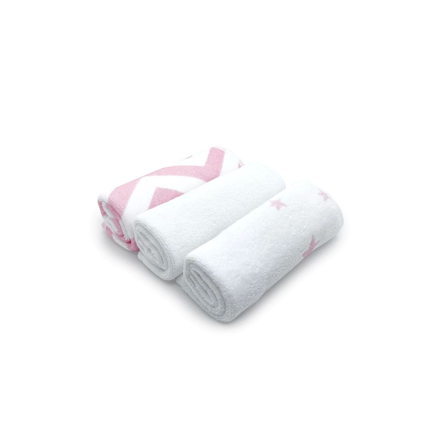 Kushies Washcloths 3pk Pink Chevron/White