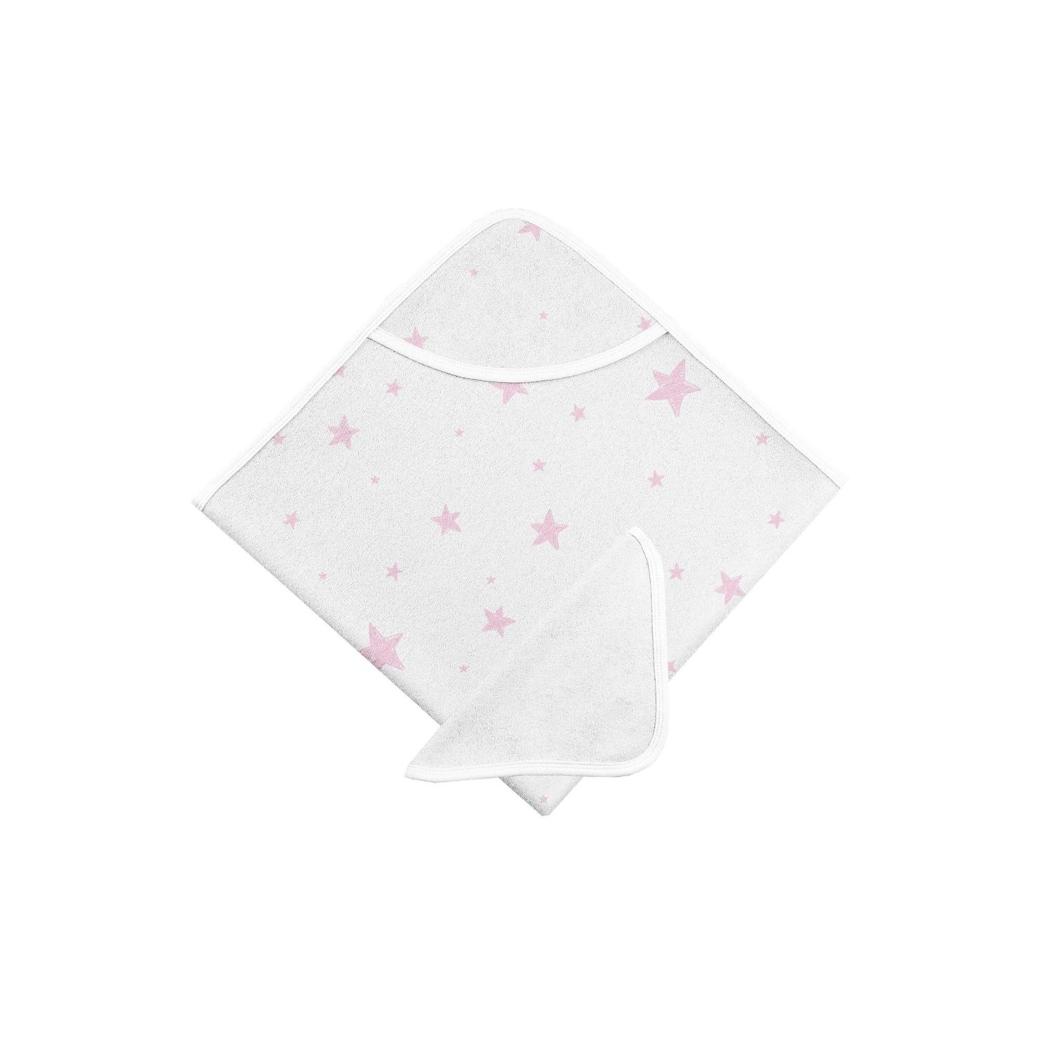 Kushies Hooded Towel &amp; Washcloths Pink Star