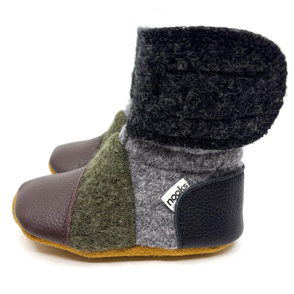 Nooks Felted Wool Booties Kelp