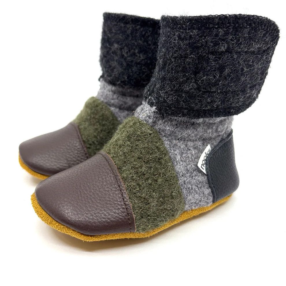Nooks Felted Wool Booties Kelp