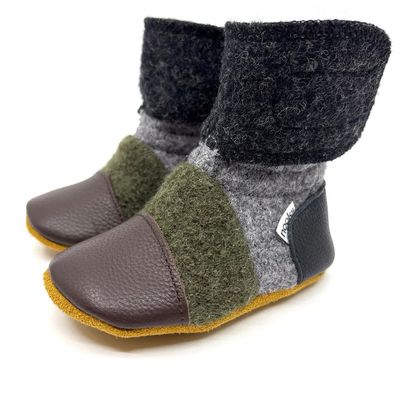 Nooks Felted Wool Booties Kelp