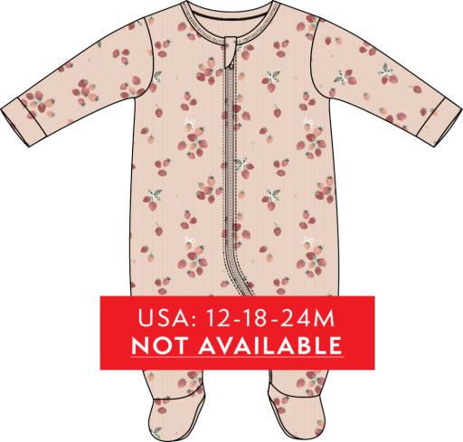 Petit Lem Footed Sleeper Knit AOP Strawberries Light Pink, Size: NB