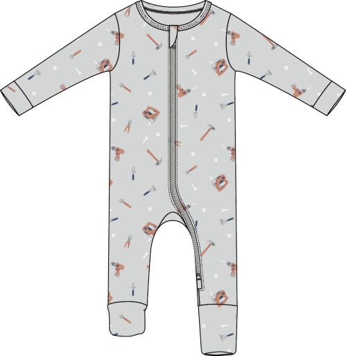 Petit Lem Convertible Sleeper Knit AOP Tools Light Grey, Size: NB