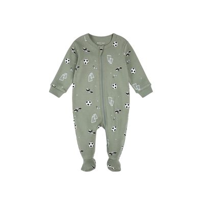 Petit Lem Foot Sleeper Knit AOP Soccer Dark Green