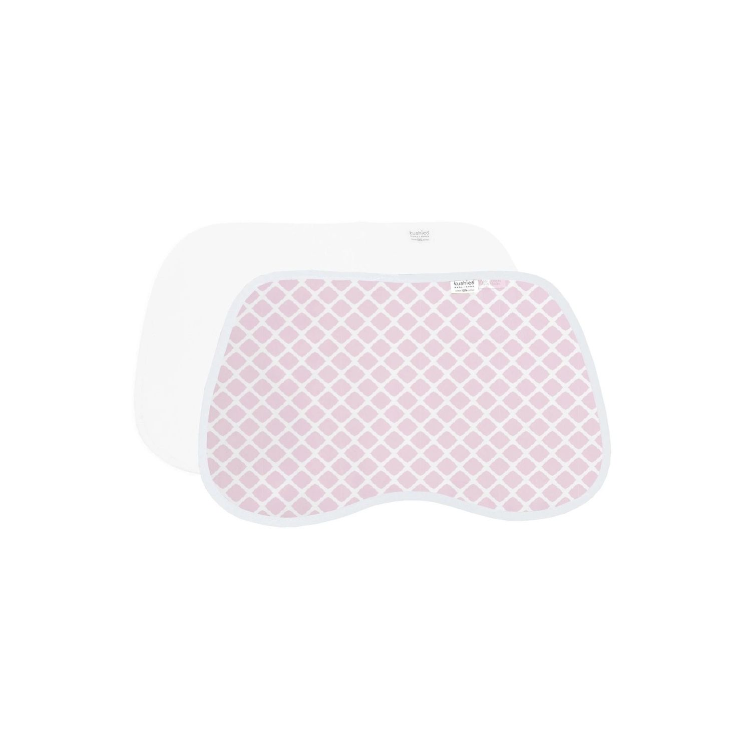 Kushies Burp Pads 2pk Pink Lattice/White