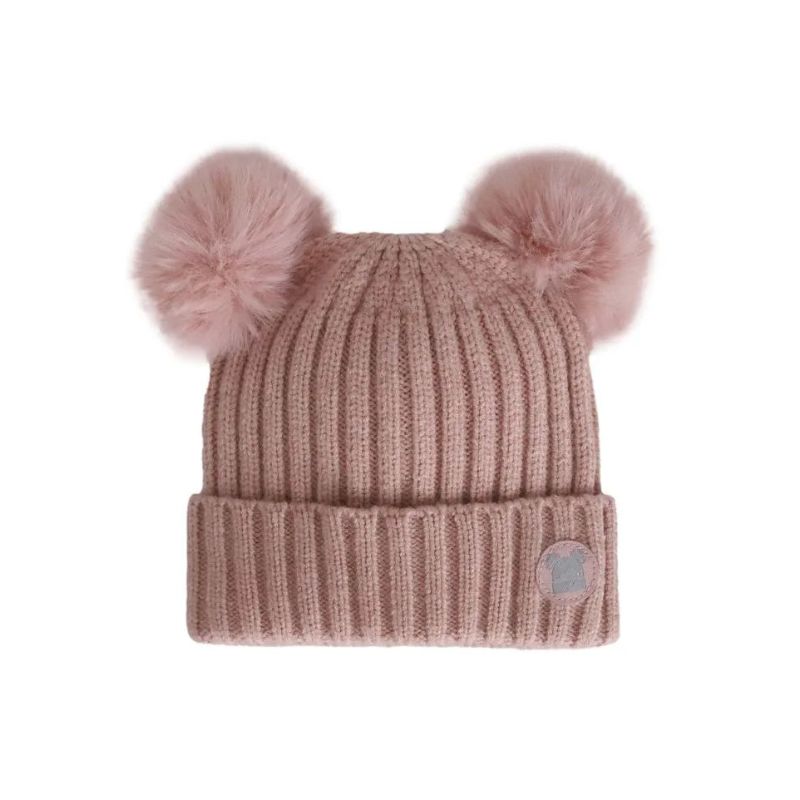 Calikids W2209 INF Hat w/Poms Misty Rose