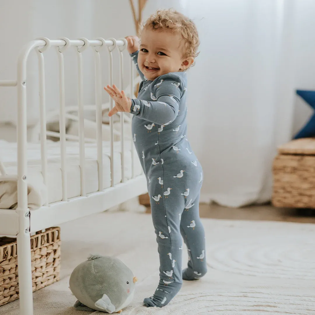 Petit Lem Convertible Sleeper Knit AOP Seagulls Royal Blue
