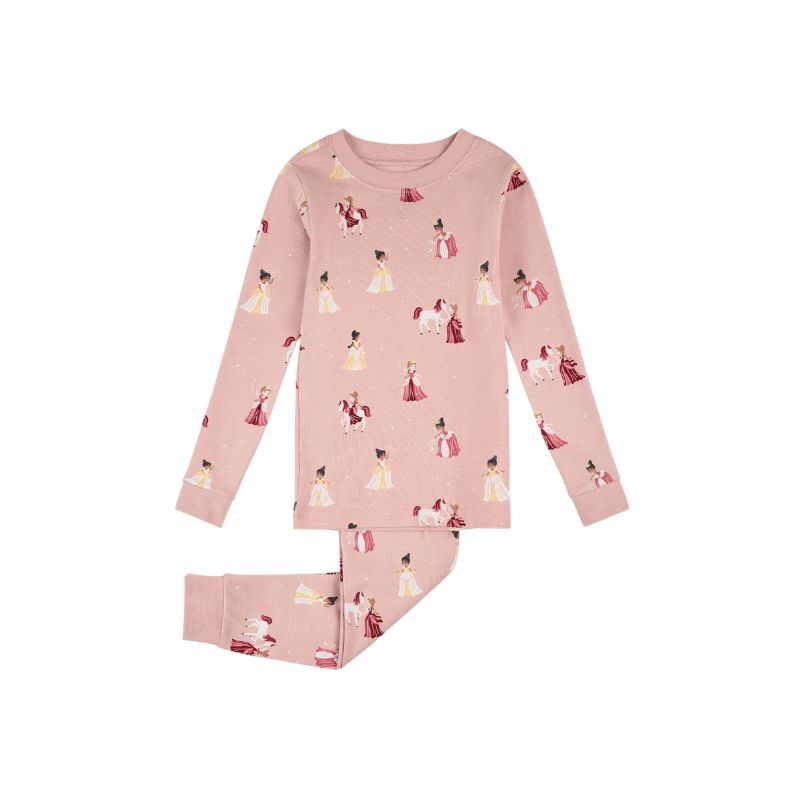 Petit Lem 2PC L/S Pajamas AOP Princesses Pink