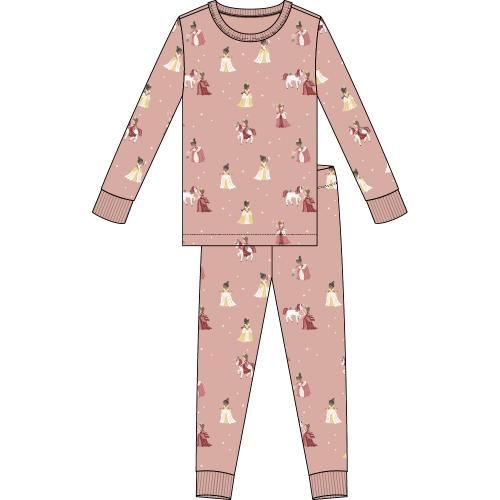 Petit Lem 2PC L/S Pajamas AOP Princesses Pink, Size: 2