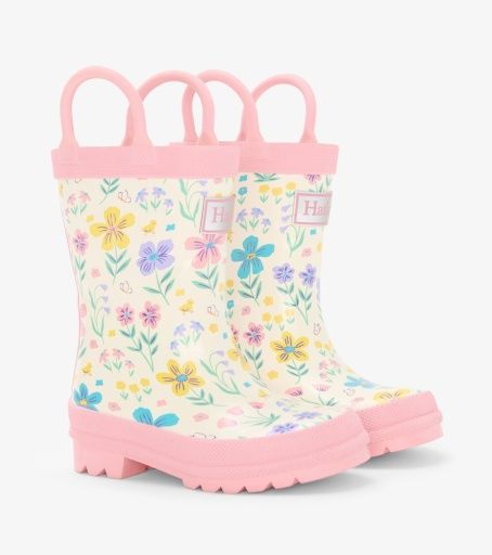 Hatley Rain Boots w/ Handles Little Garden Chicks White, Size: 8
