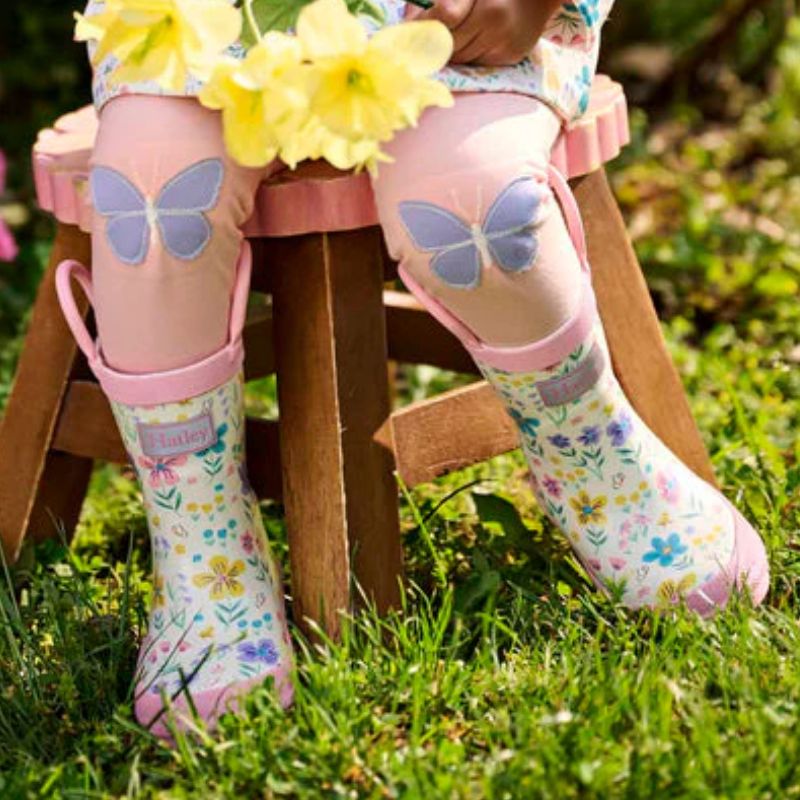 Hatley Rain Boots w/ Handles Little Garden Chicks White