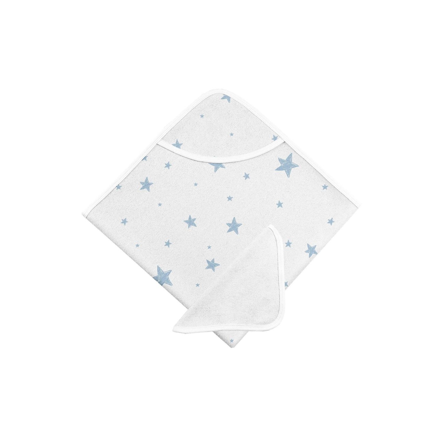 Kushies Hooded Towel &amp; Washcloths Blue Star