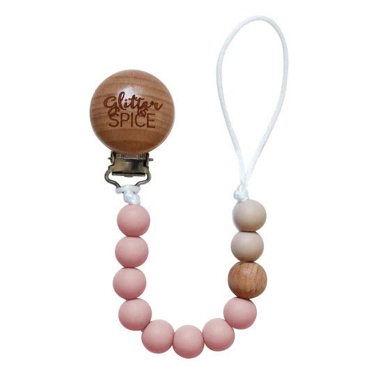 Glitter &amp; Spice Pacifier Clip Dusty Rose
