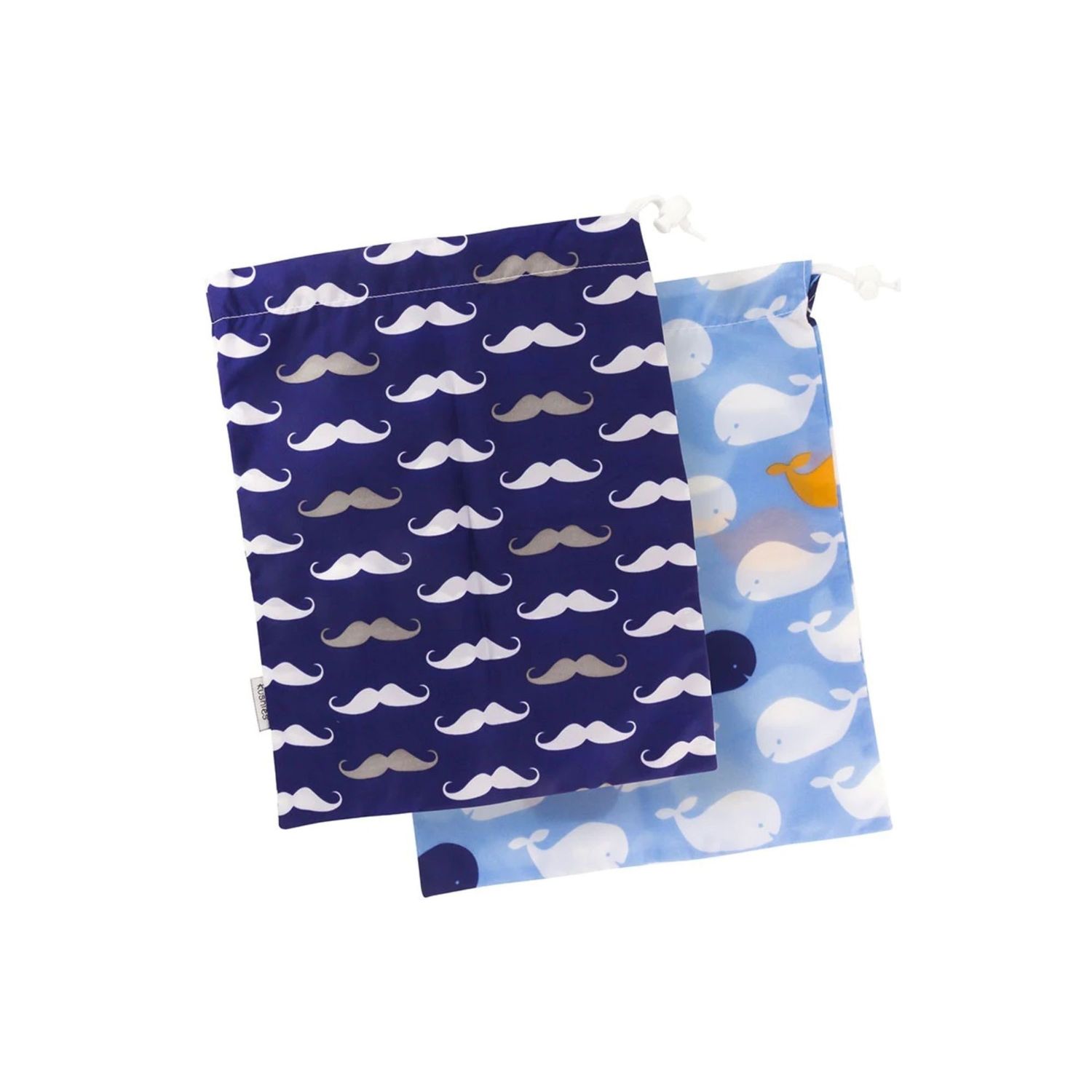 Kushies On the Go Wet Bag 2pk Moustache/Whale