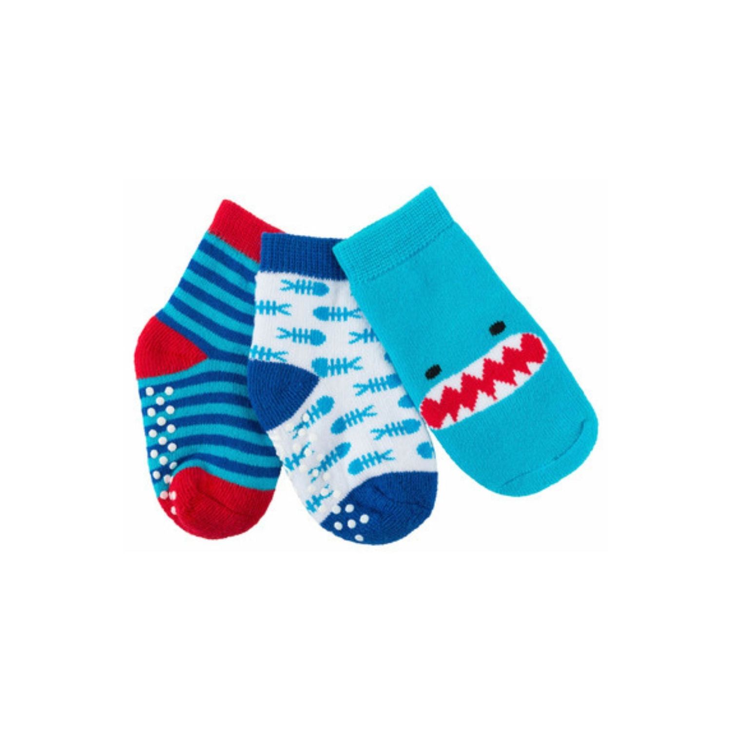 Zoocchini 3pk Socks Sherman the Shark 0-24M