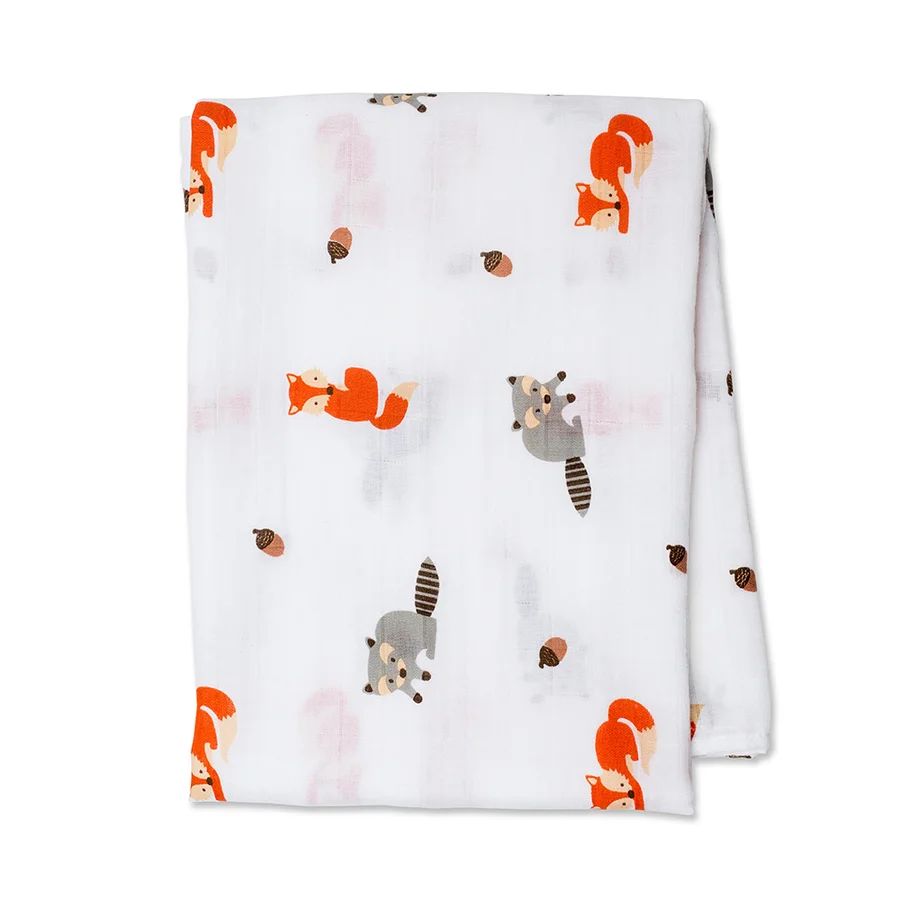 Lulujo Muslin Swaddle Cotton Forest Friends 47" x 47"