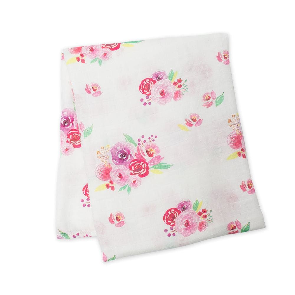 Lulujo Muslin Swaddle Bamboo Posies 47" x 47"